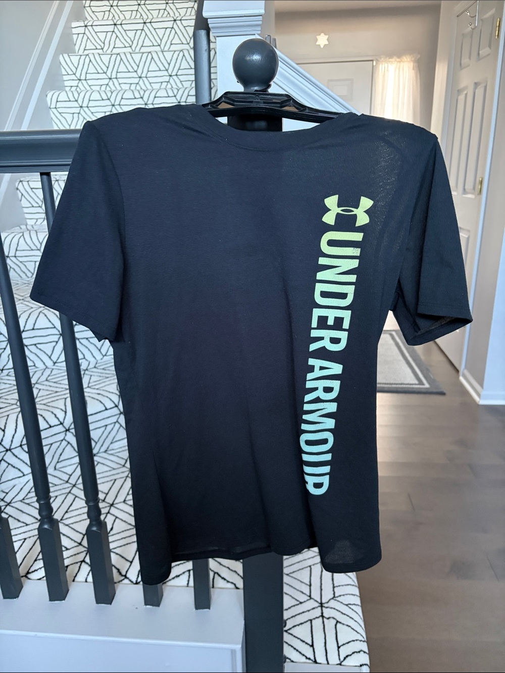 Under Armour Black Short-Sleeve Tee with Vertical Lime Logo